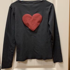 Sundance Long sleeved Tee Shirt with Embossed Red Velvet Heart